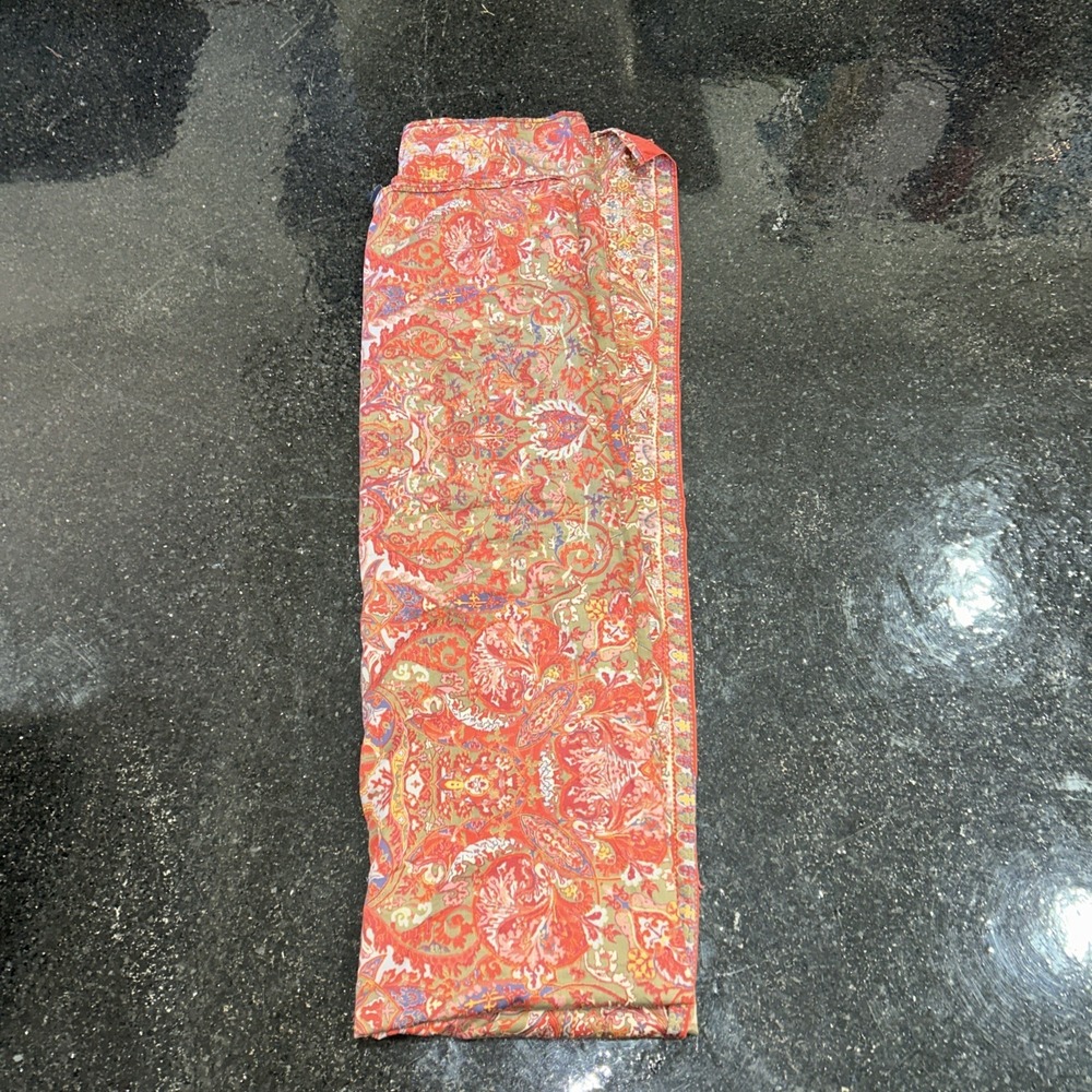 Ralph Lauren Galahad Queen Flat Sheet Red Paisley Cotton Sateen Multicolor